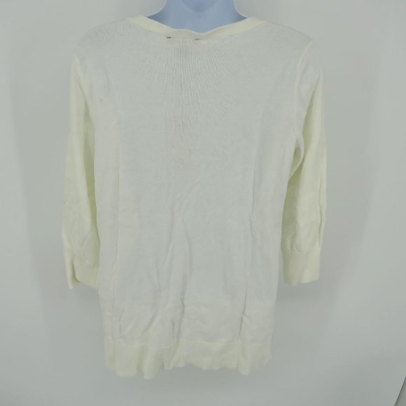 Tommy Hilfiger Womens Embellished 3/4 Sleeve Ivory Sweater S NWT $79.50 - Picture 4 of 4